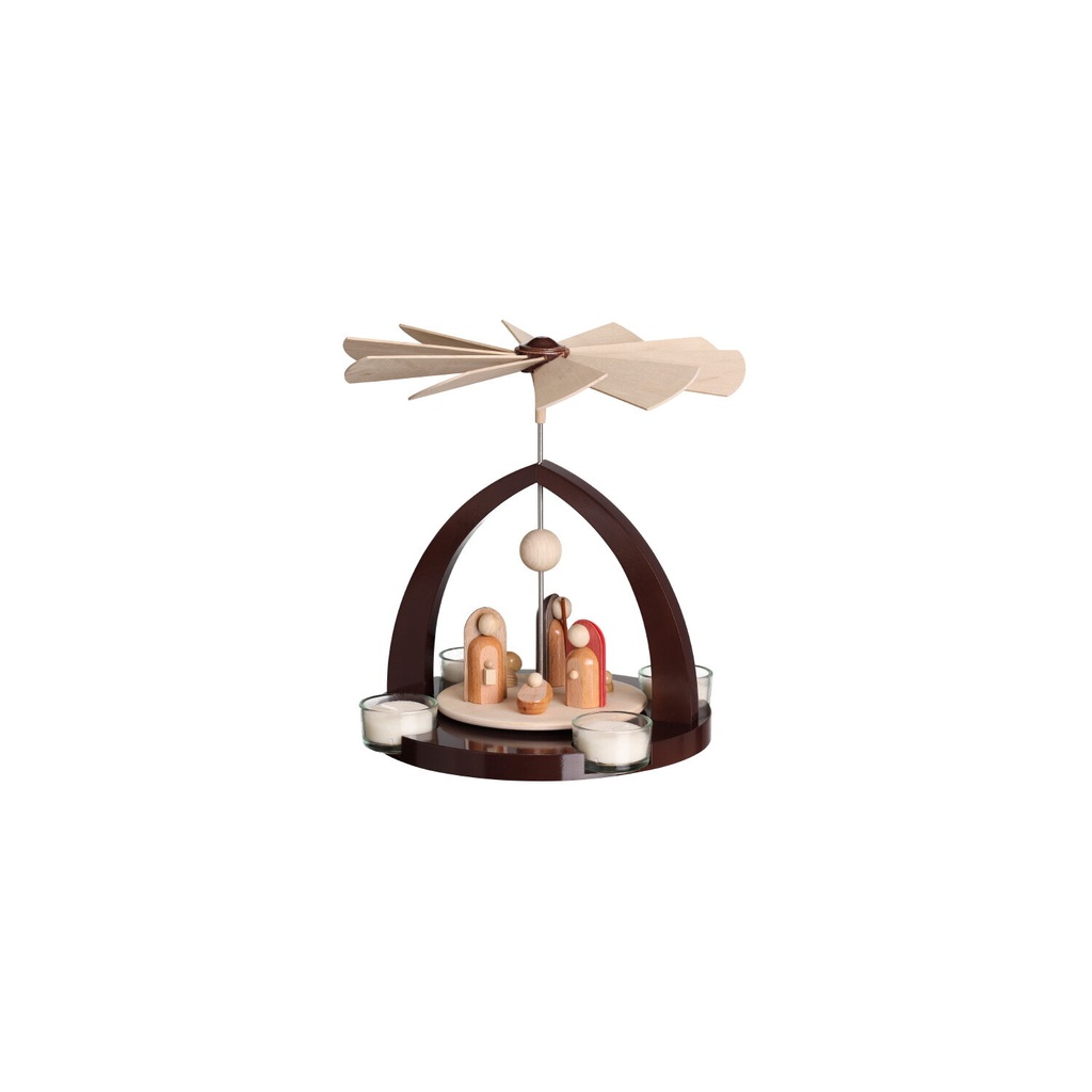 Pyramide Christi Geburt rund, modern, braun