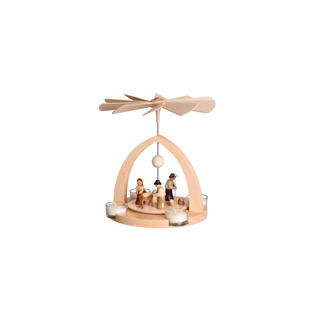 Pyramide Christi Geburt rund, traditionell, natur