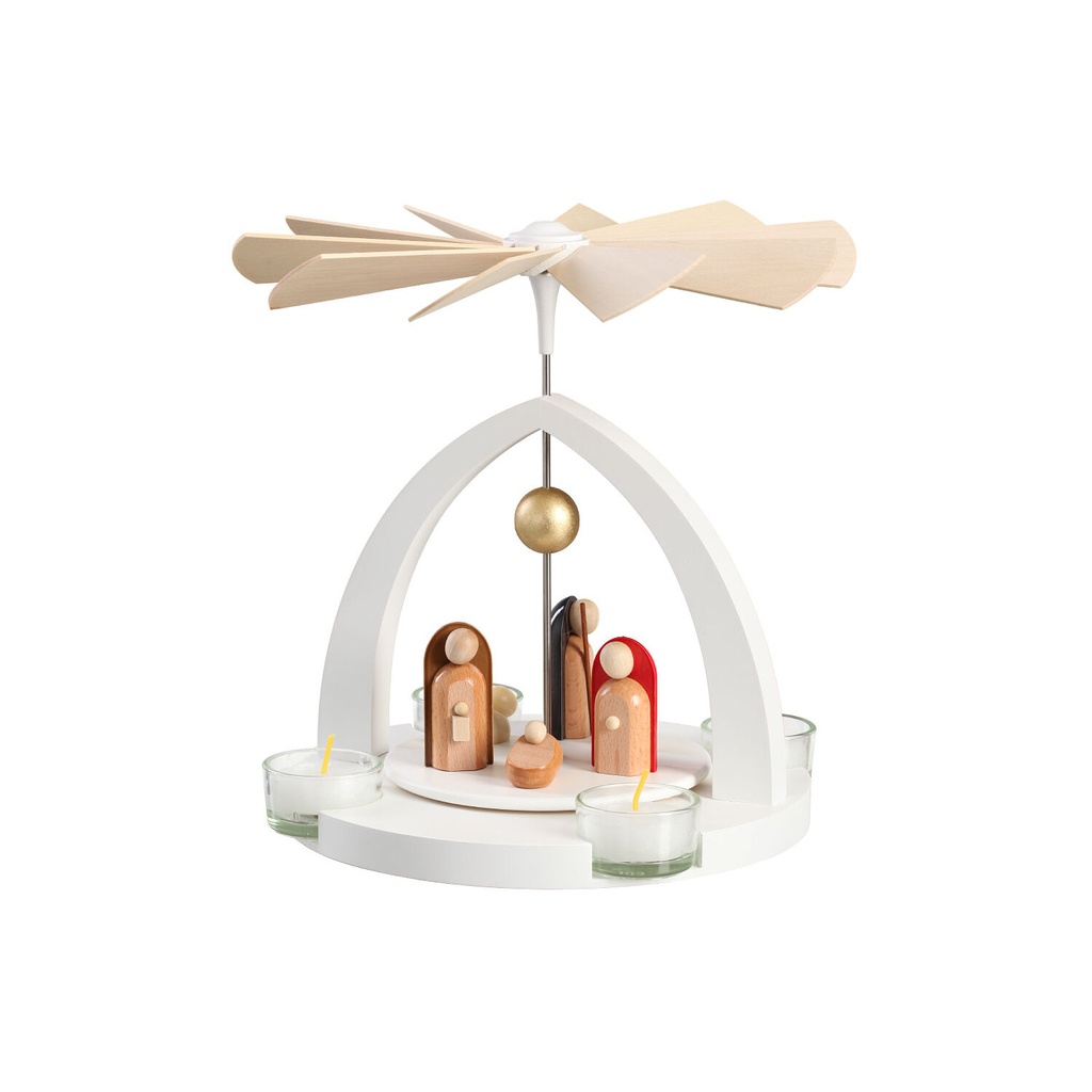 Pyramide Christi Geburt rundin weiß, modern, natur