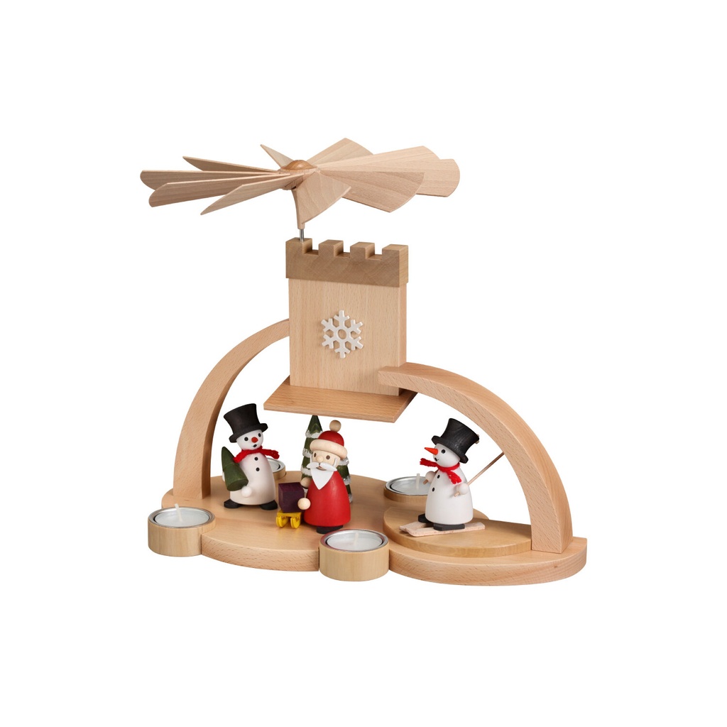Pyramide mit Schneemann und Weihnachtsmann, bunt