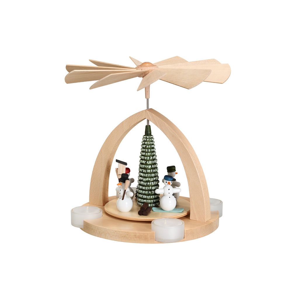 Pyramide mit Schneemännern rund, natur