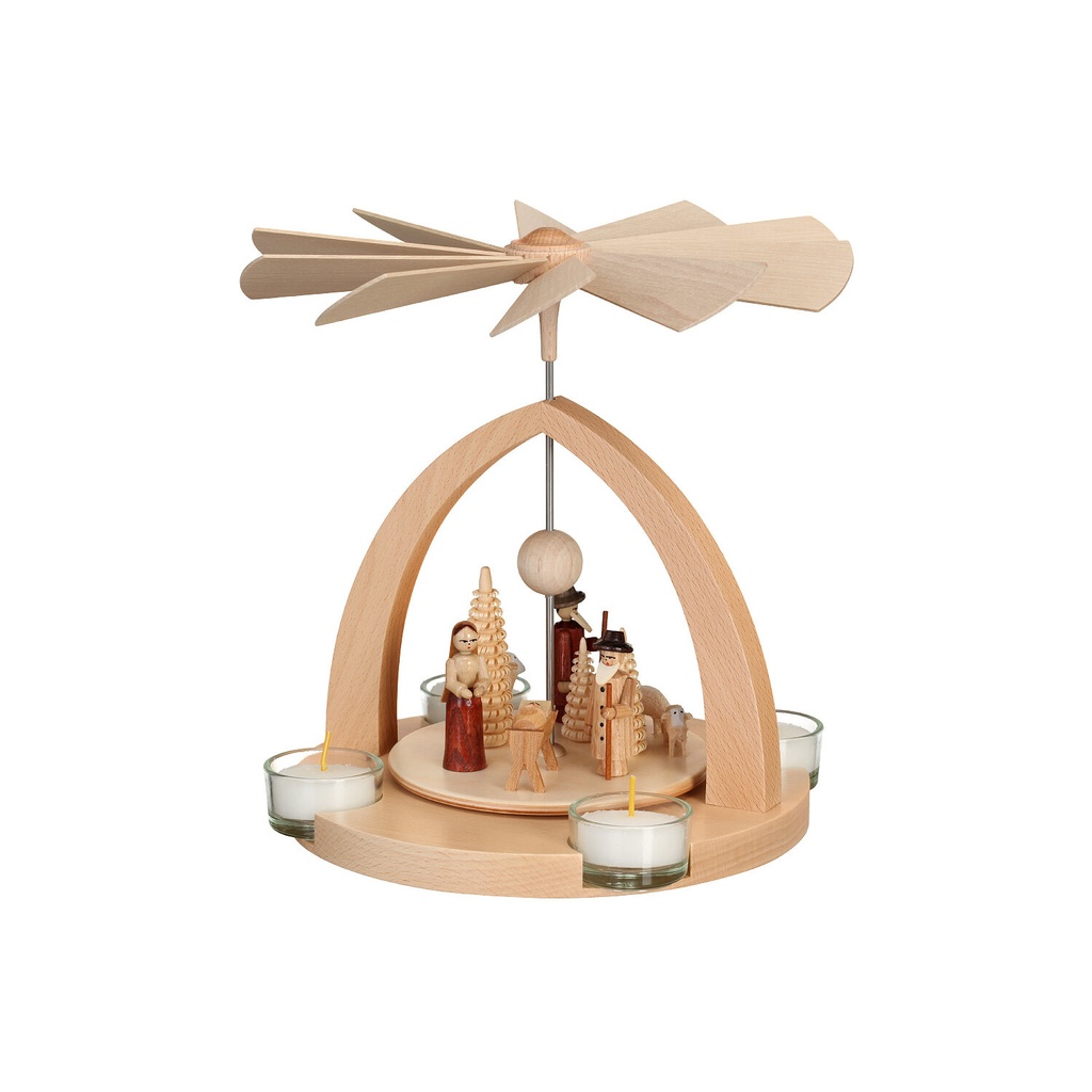 Pyramide Christi Geburt sehr traditionell, rund, natur