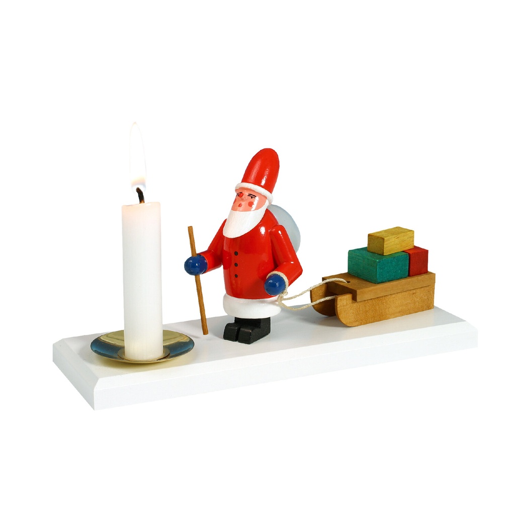 Kerzenhalter Weihnachtsmann mit Schlitten