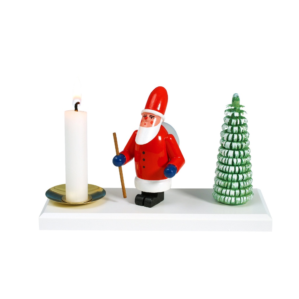 Kerzenhalter Weihnachtsmann mit Baum
