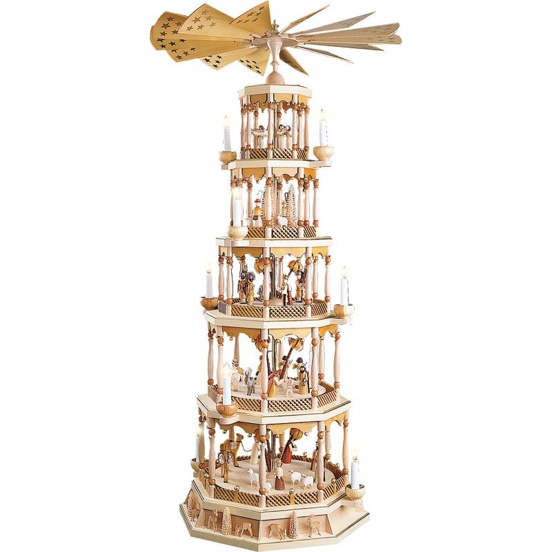 [RG 14746] Pyr. Chr. Geburt 5-st., natur, el.mit Spielwerk