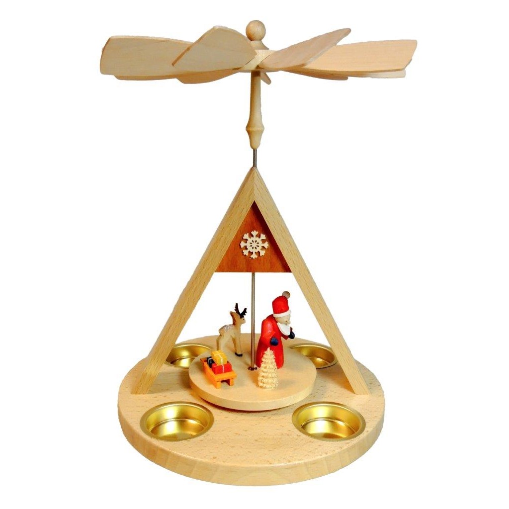 Pyramide Santa mit Rentier für Teelichte