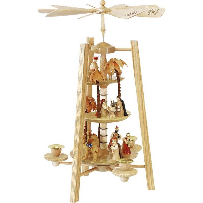 Pyramide Christi Geburt 3-st., natur - 42 cm