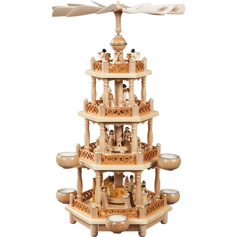 Pyramide Christi Geburt 3-st. für Teelichte