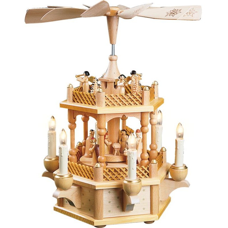 [RG 16711] Pyramide Christi Geburt 1-st., natur, elektrische Beleuchtung u. betr.