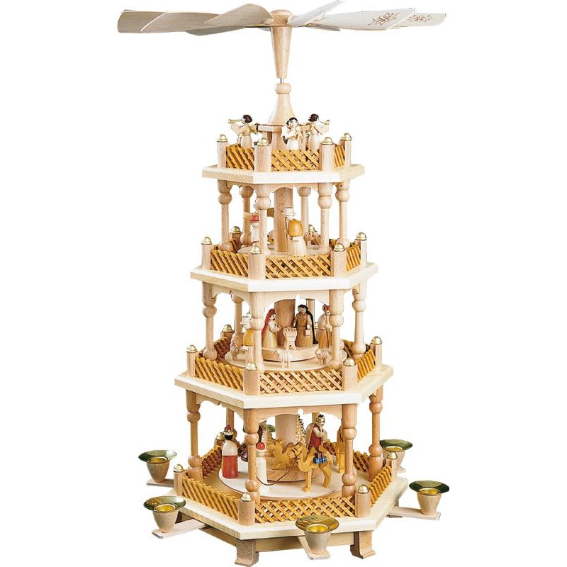Pyramide Christi Geburt 3-st., natur - 54 cm