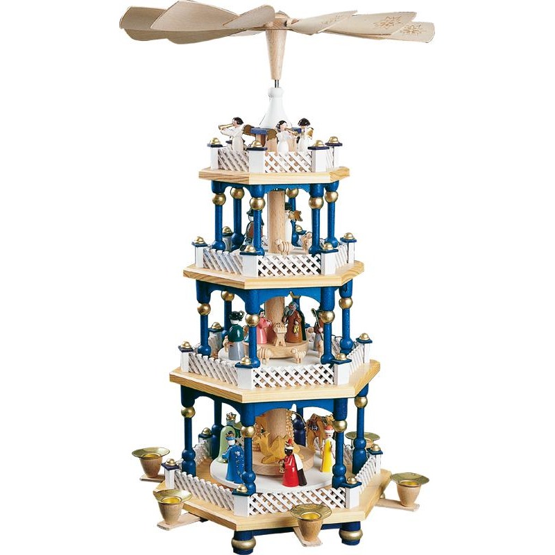 Pyramide Christi Geburt 3-st., blau
