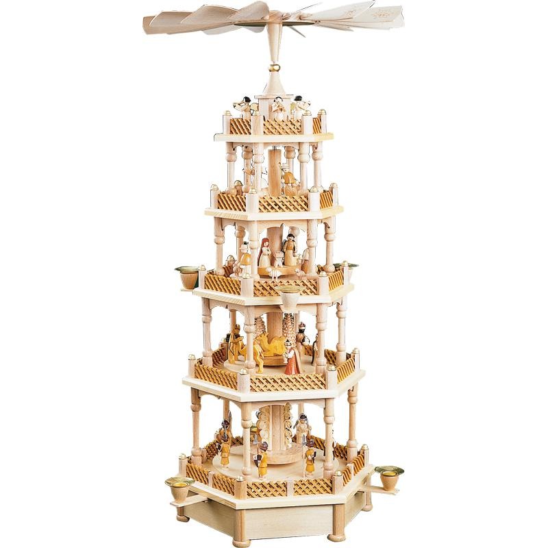[RG 16740] Pyr. Christi Geburt 4-st., natur, mit Spielwerk