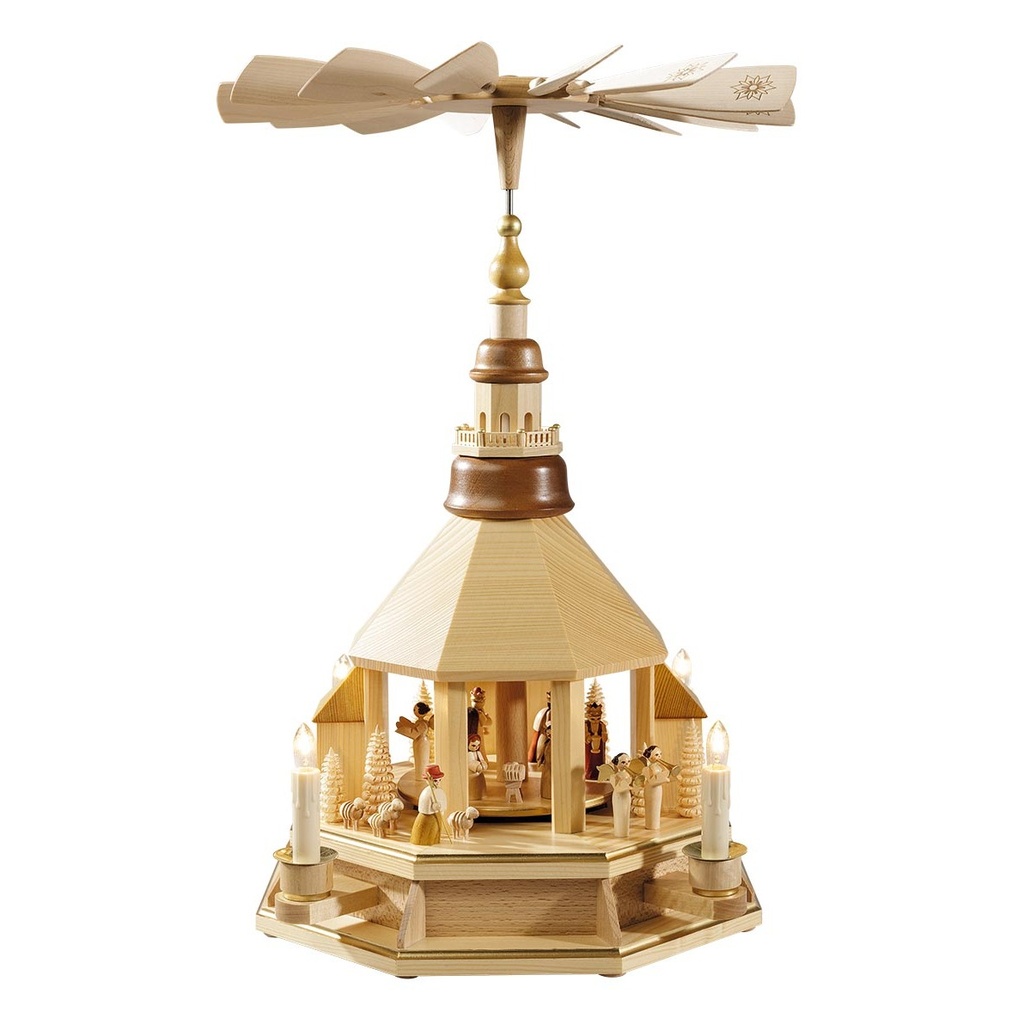 [RG 17782] Pyramide Kirche hell, Christi Geburt, natur, elektrische Beleuchtung u. betr.