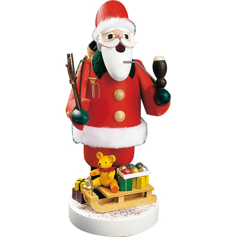 Räuchermann Weihnachtsmann mit Schlitten