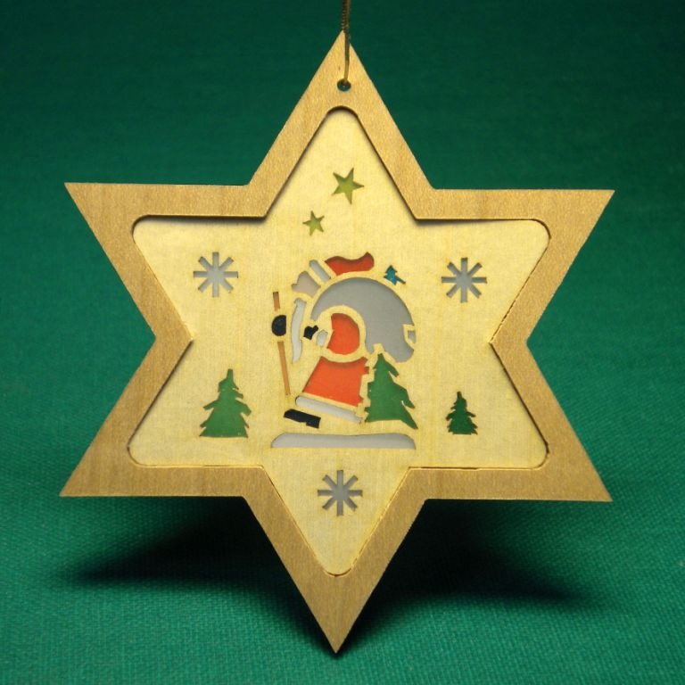 Baumbehang Stern mit Diaphanbild Weihnachtsmann