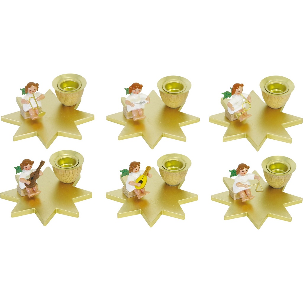 [RG 04317] Kerzenhalter Stern mit Engel 6-teiliges Set