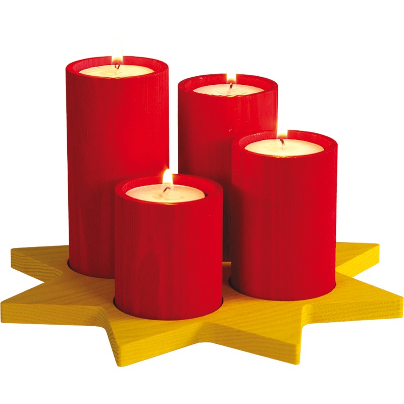 [RG 04320] Adventskranz 4 Stumpenkerzen auf Stern für Teelichte