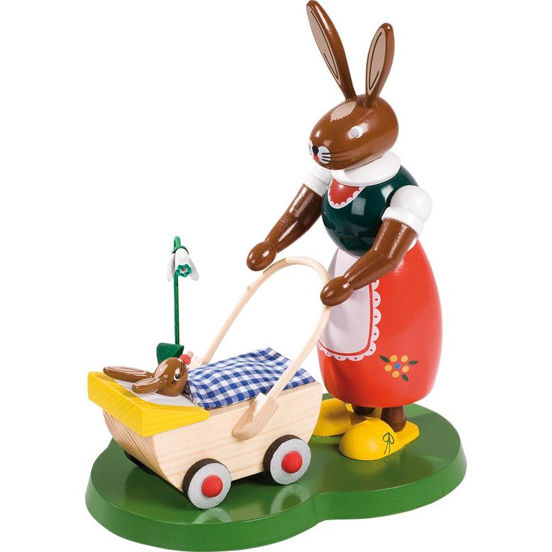 Hase mit Kinderwagen