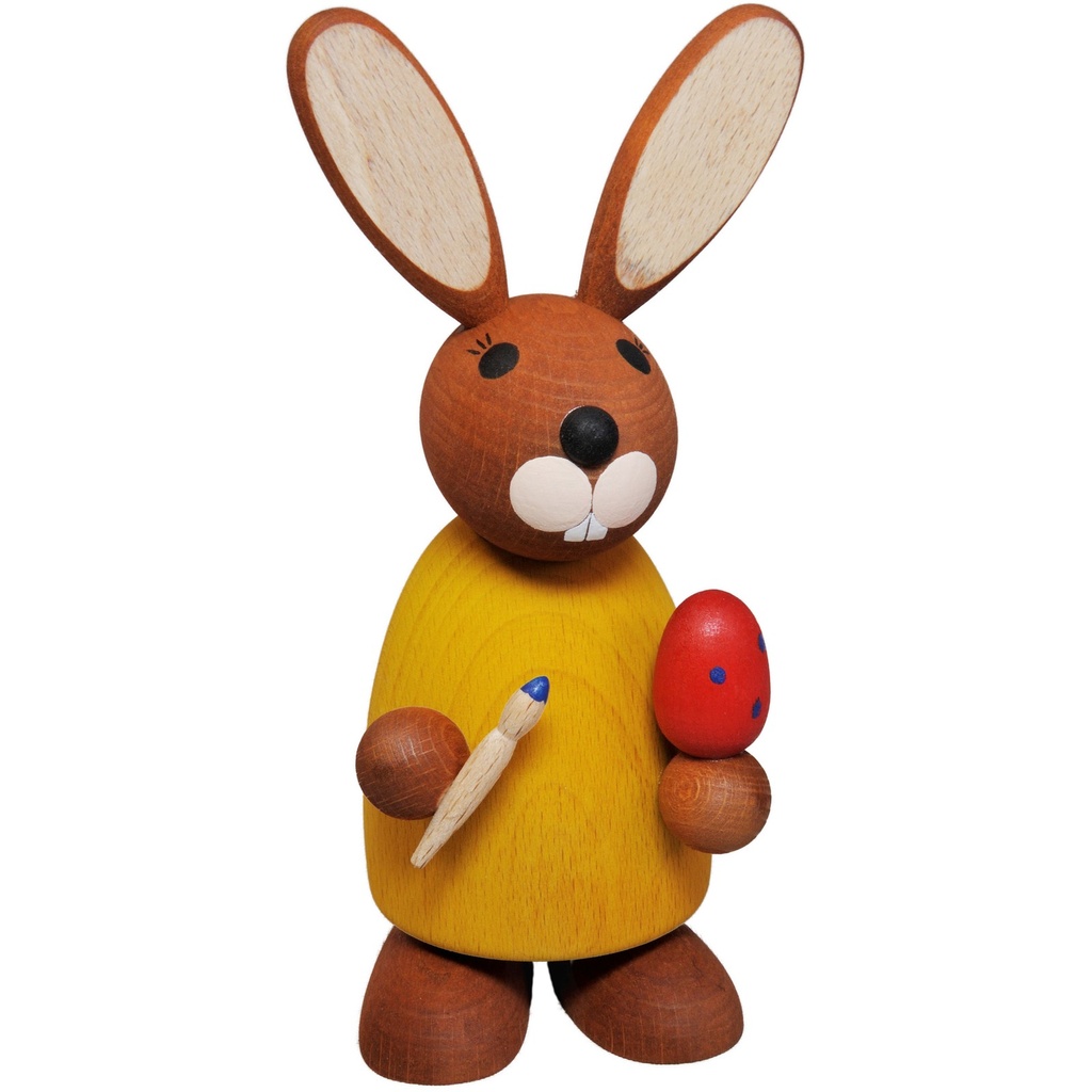 Hase gelb stehend mit Osterei und Pinsel, Stehohren