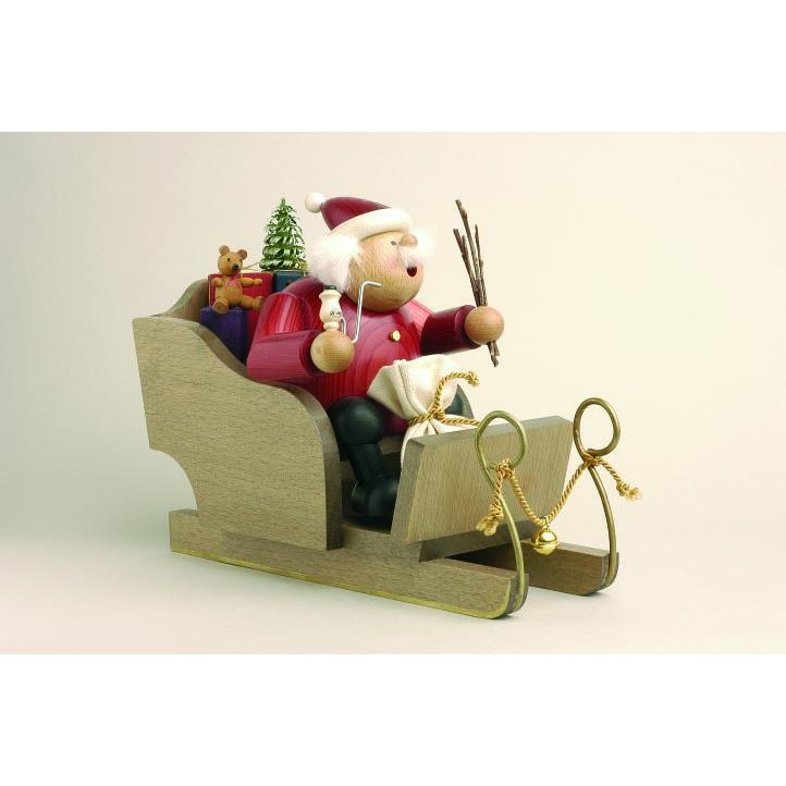 Räuchermann Weihnachtsmann mit Schlitten - 20 cm