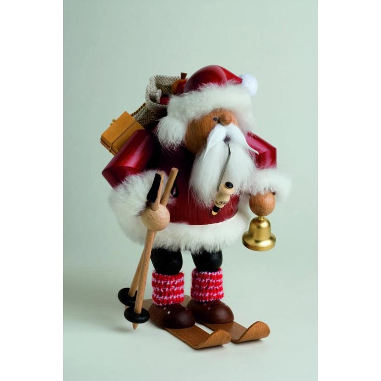 Räuchermann Weihnachtsmann auf Skier