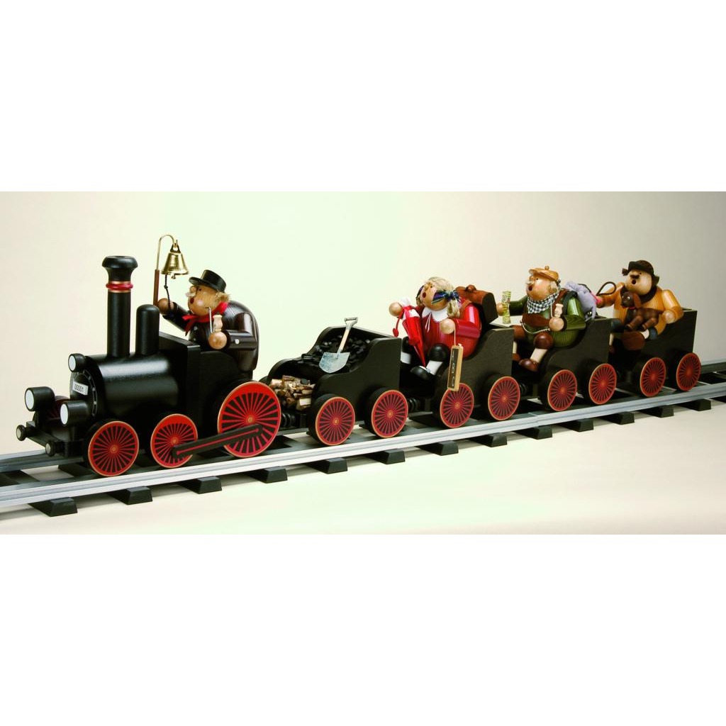Räuchermann Lokführer mit Lokomotive