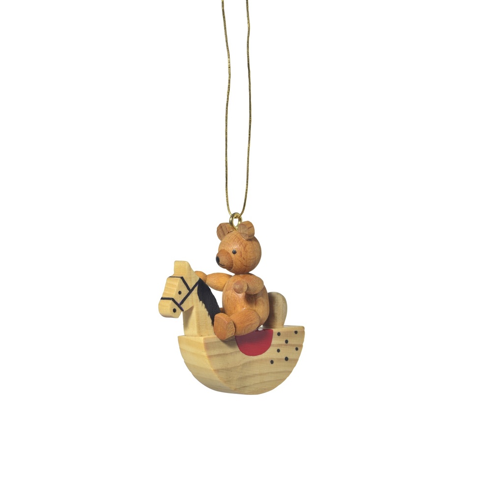Baumbehang Teddy auf Schaukelpferd