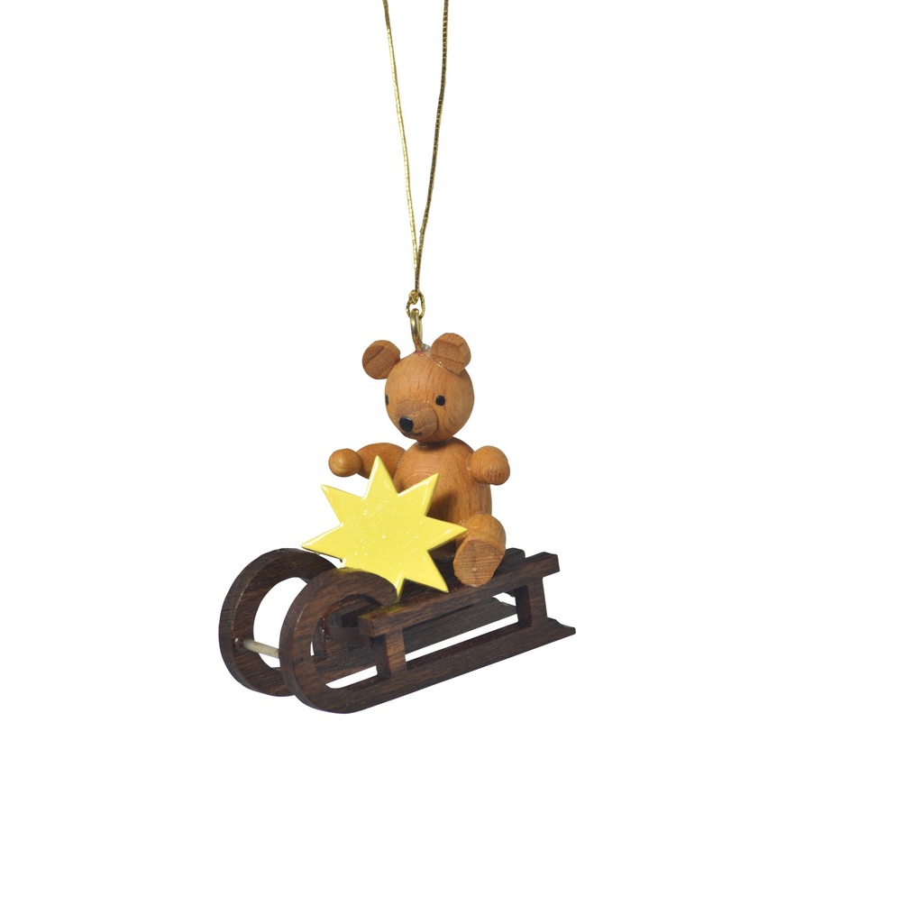 Baumbehang Teddy auf Schlitten