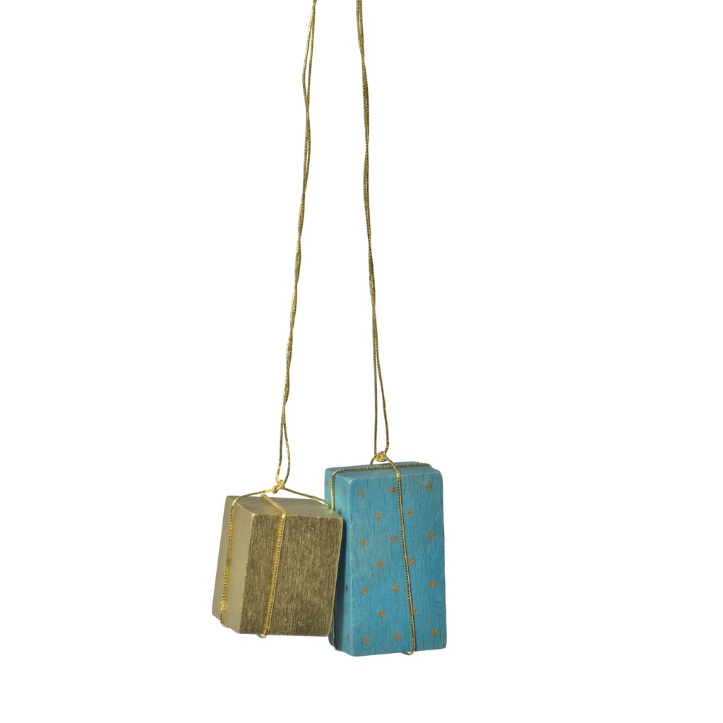 Baumbehang Pakete gold/türkis