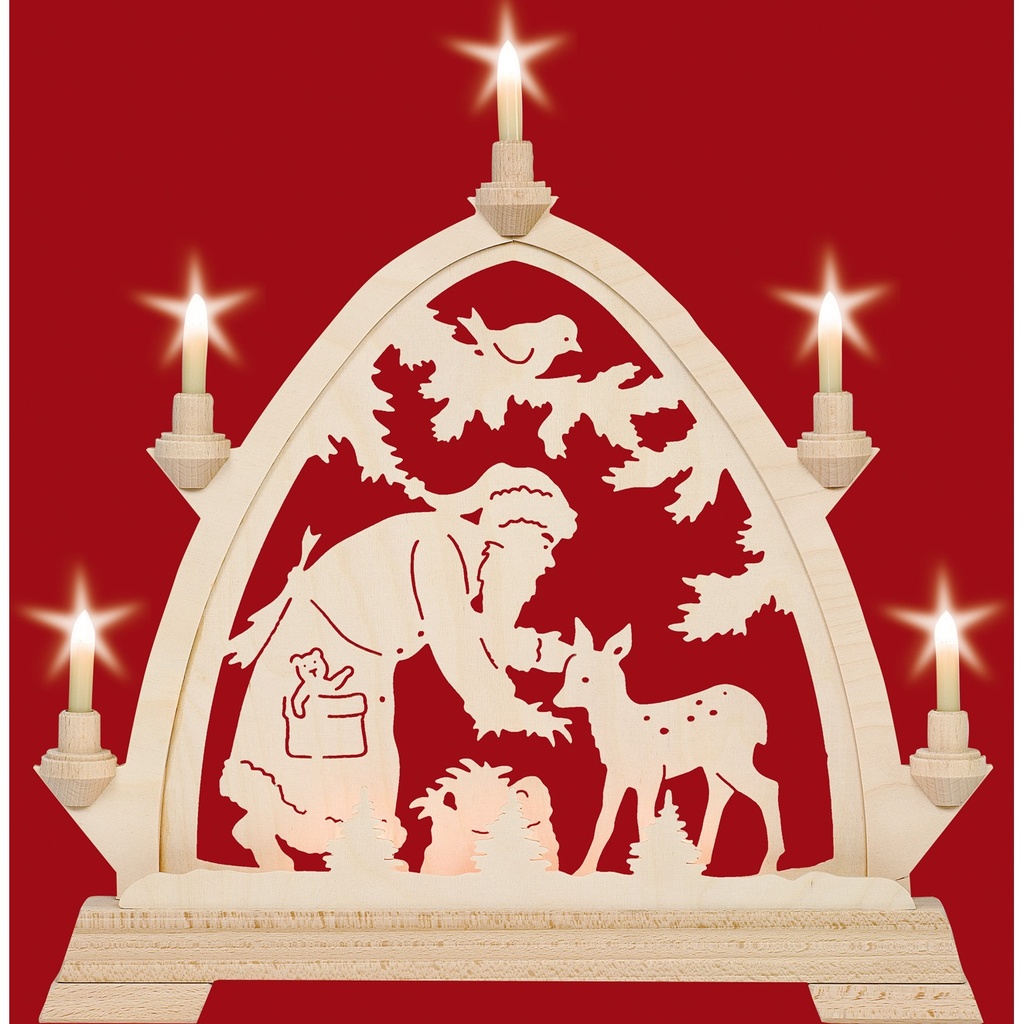 Gotischer Bogen "Weihnachtsmann mit Reh"