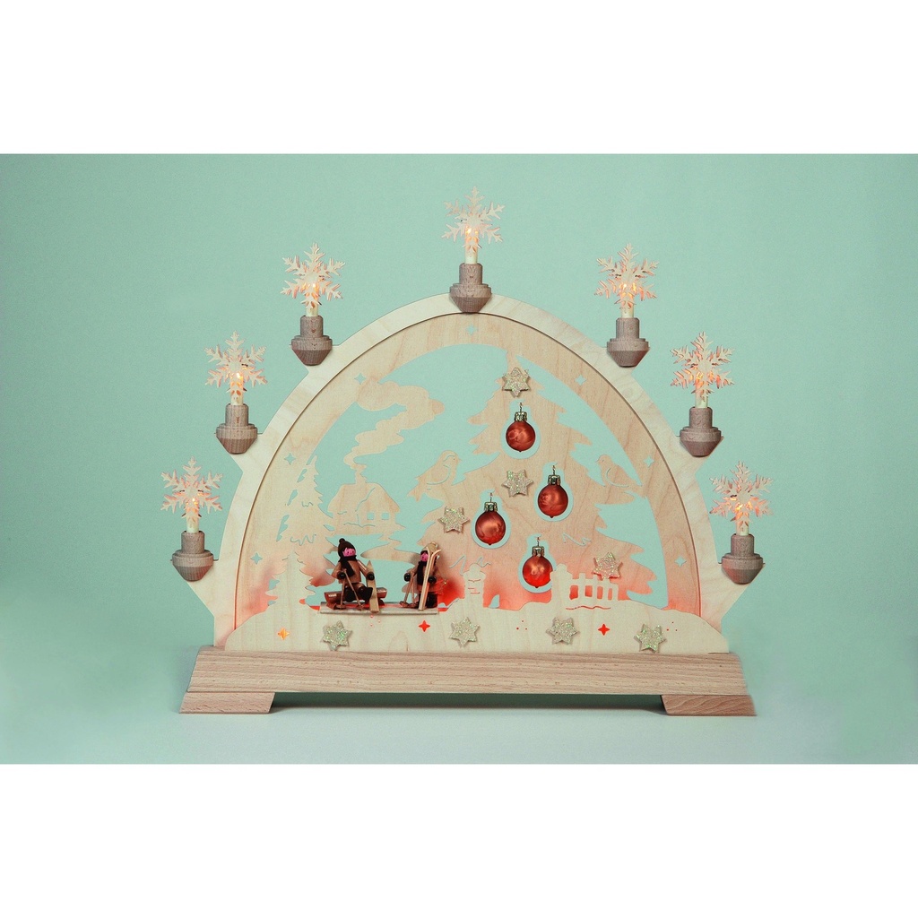 Schwibbogen Tannenbaum mit Kugeln, mit Figuren