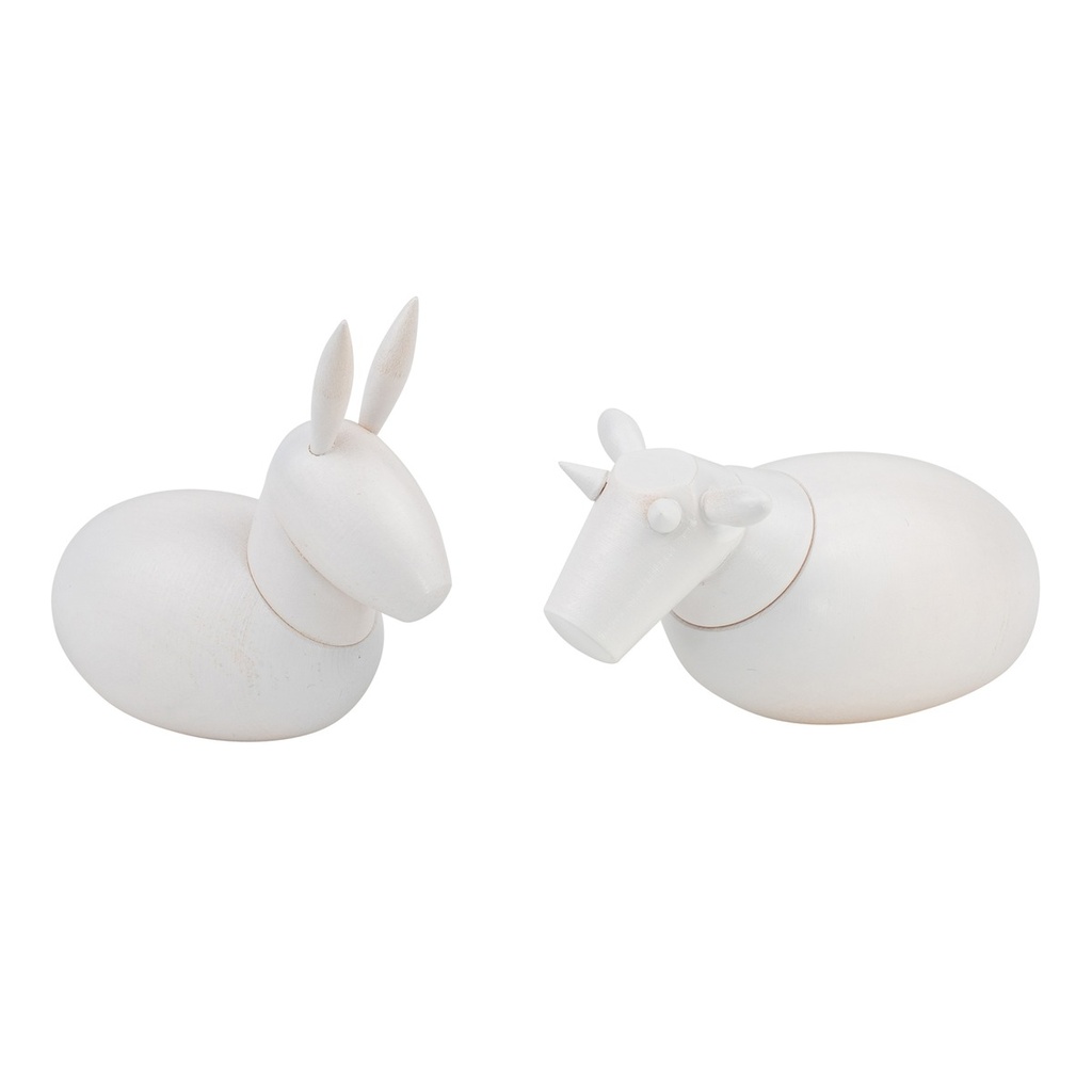 Ochse & Esel weiß lasiert 7cm