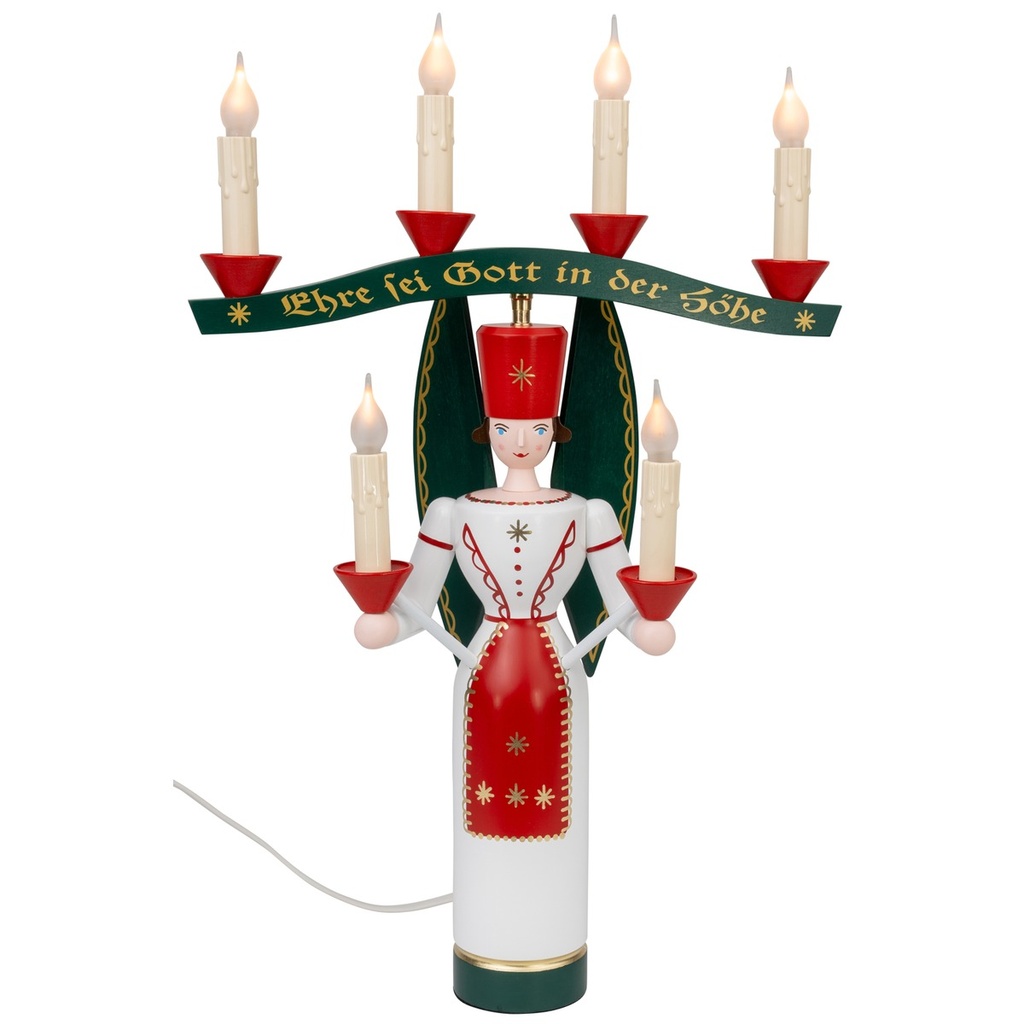Lichterengel mit Joch farbig elektrisch beleuchtet 46cm
