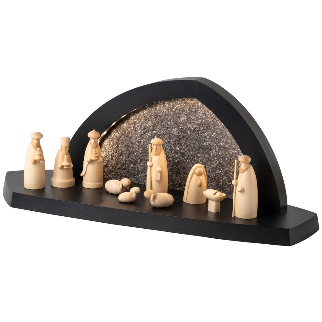 neu Gesteinsbogen 15x37x13cm anthrazit LED beleuchtet Christi Geburt, Hirte,Drei Weisen