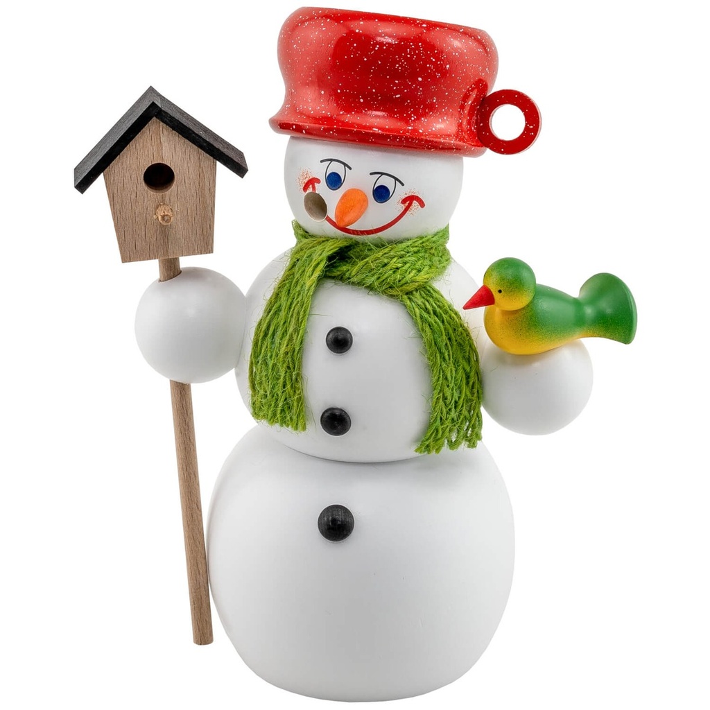 Schneemann mit Vogelhaus
