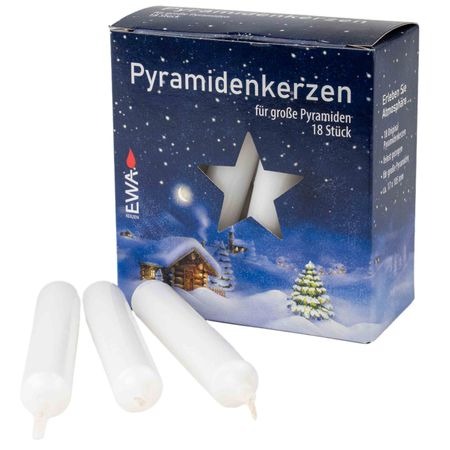 Pyramidenkerzen Ø17 weiß 18 Stück