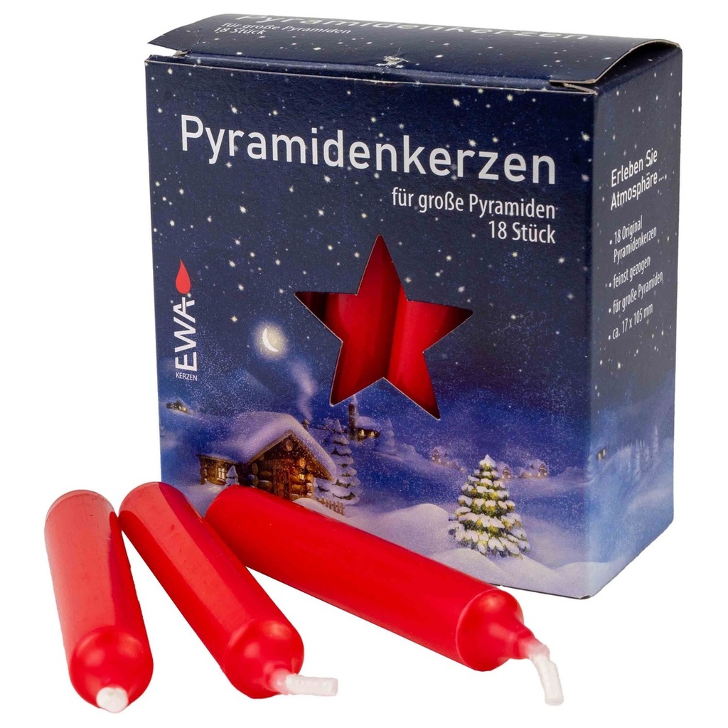 Pyramidenkerzen Ø17 rot 18 Stück