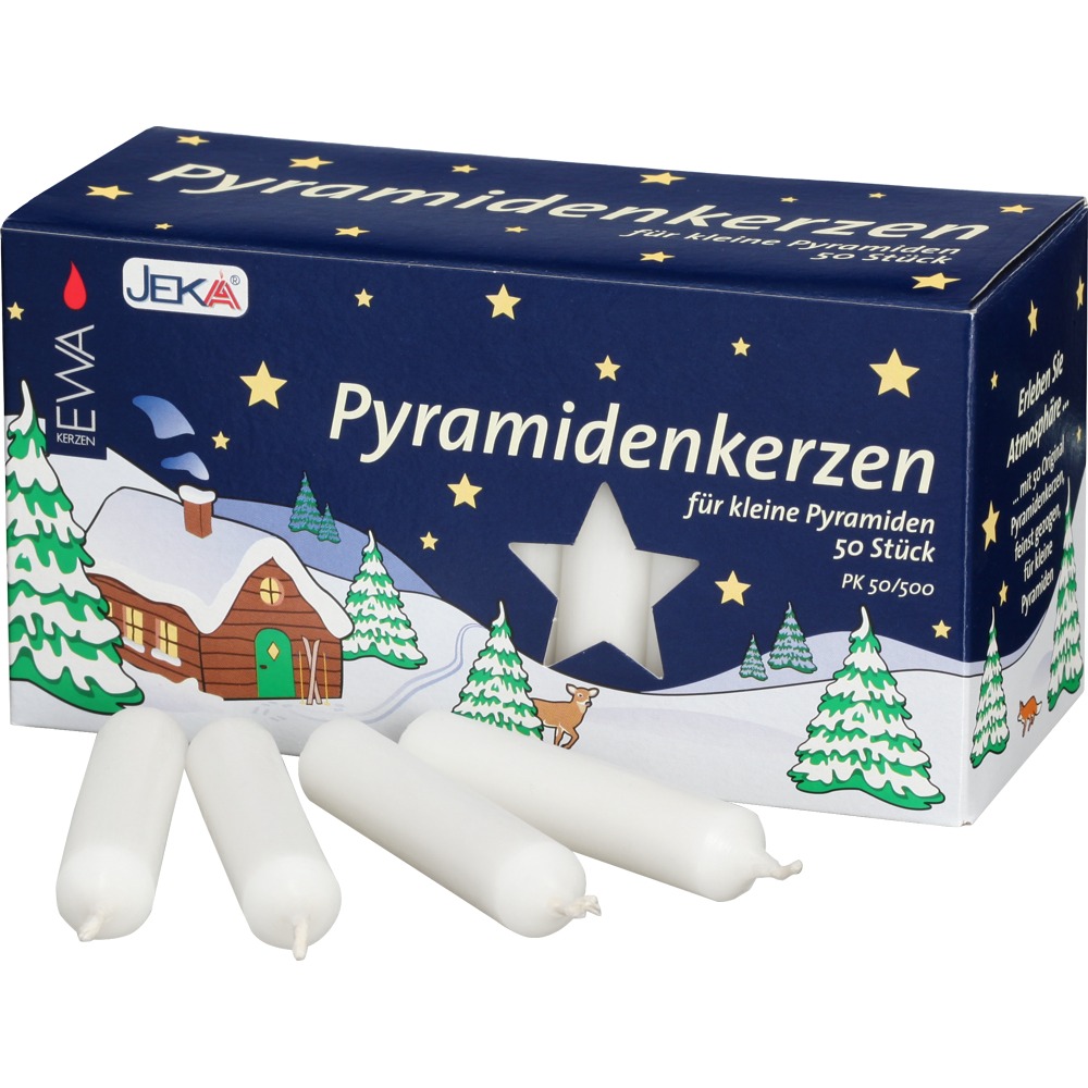 Pyramidenkerzen Ø14 weiß 50 Stück