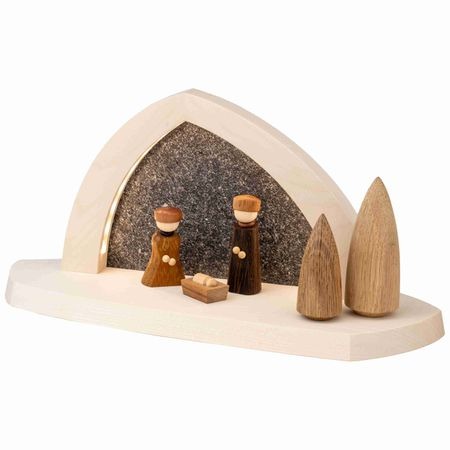 neu Gesteinsbogen 15x31x11cm natur LED beleuchtet Christi Geburt