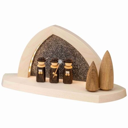 neu Gesteinsbogen 15x31x11cm natur LED beleuchtet Weihnachtssänger
