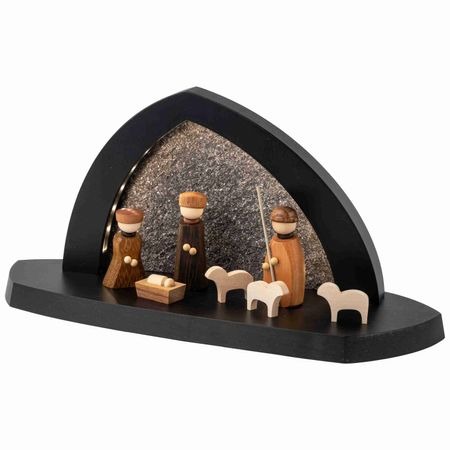 neu Gesteinsbogen 15x31x11cm anthrazit LED beleuchtet Christi Geburt