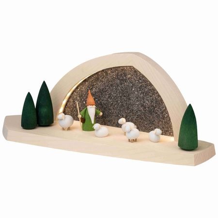 neu Gesteinsbogen 15x37x13cm natur LED beleuchtet Schäferwichtel