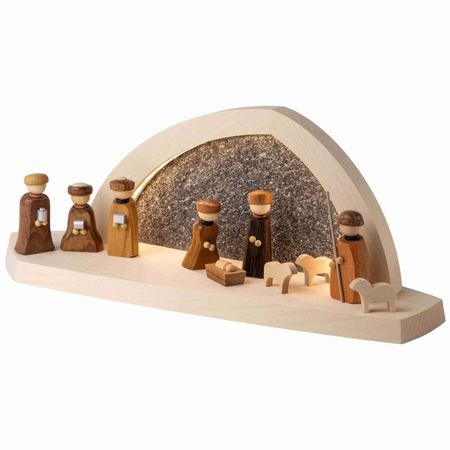 neu Gesteinsbogen 15x37x13cm natur LED beleuchtet Christi Geburt