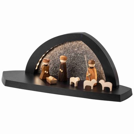 neu Gesteinsbogen 15x37x13cm anthrazit LED beleuchtet Christi Geburt