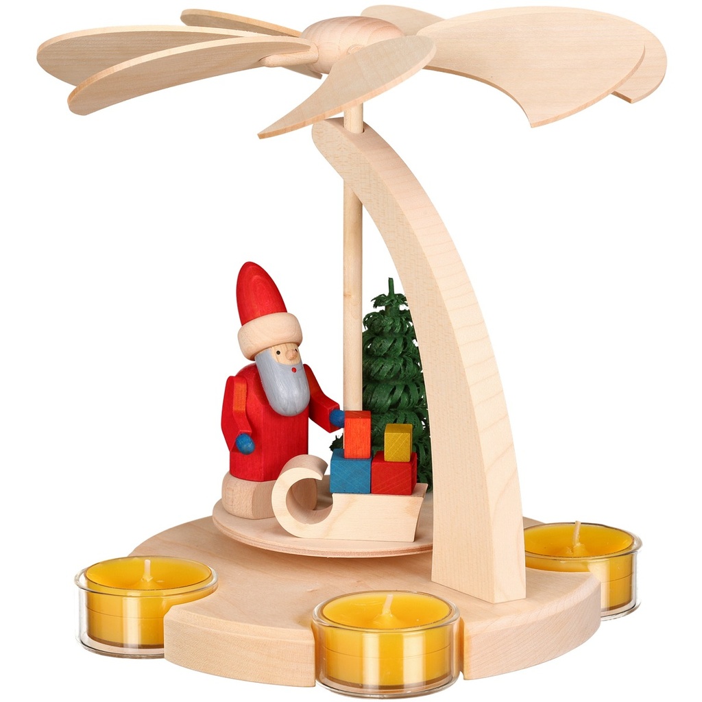 Bogenpyramide Weihnachtsmann & Schlitten farbig
