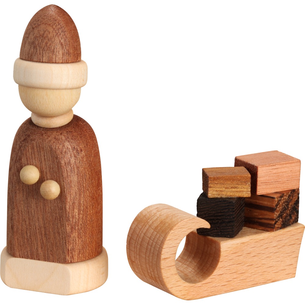 Weihnachtsmann & Schlitten natur 2-teilig