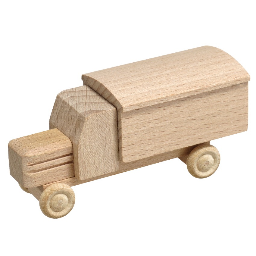[RW 016_016N_3] Miniatur LKW mit Haube, Naturholz, Koffer