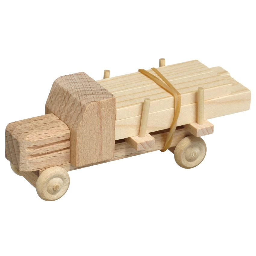 [RW 016_016N_4] Miniatur LKW mit Haube, Naturholz, Schnittholz