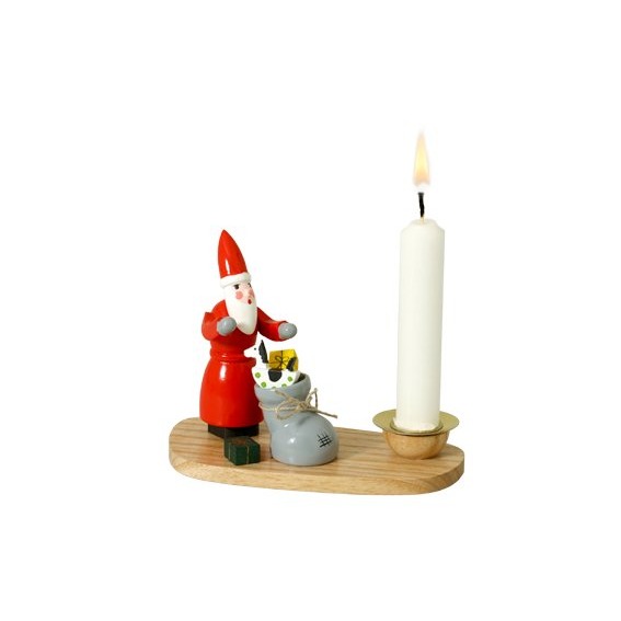 Kerzenhalter Weihnachtsmann auf Sockel