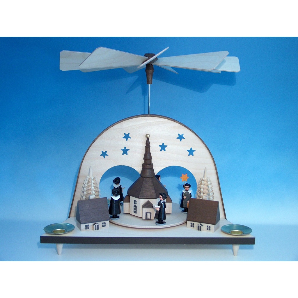 Pyramide, Seiffener Kirche mit Kurrende, natur